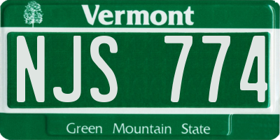 VT license plate NJS774