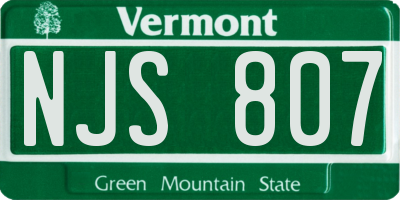 VT license plate NJS807