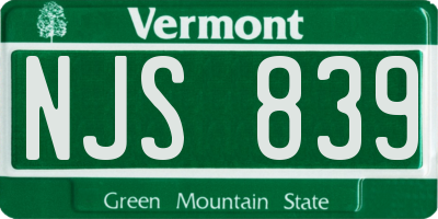 VT license plate NJS839