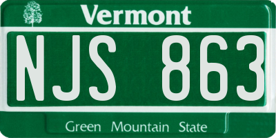 VT license plate NJS863