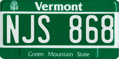VT license plate NJS868
