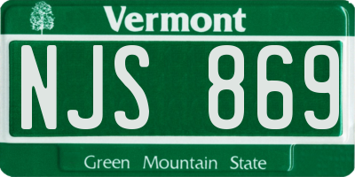 VT license plate NJS869