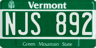 VT license plate NJS892