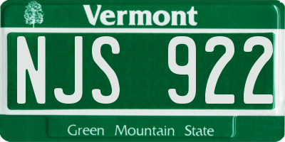 VT license plate NJS922