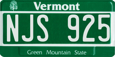 VT license plate NJS925