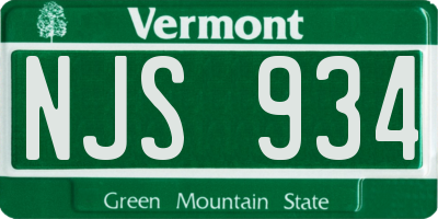 VT license plate NJS934