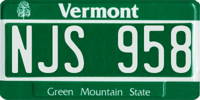 VT license plate NJS958