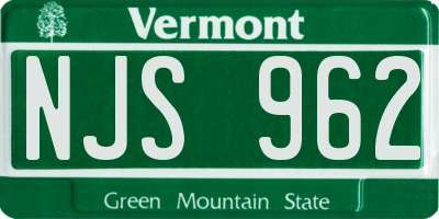 VT license plate NJS962