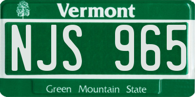 VT license plate NJS965