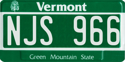 VT license plate NJS966