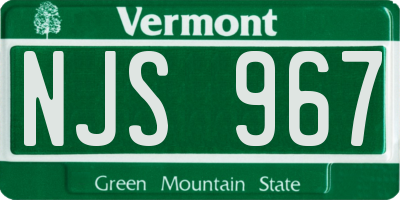VT license plate NJS967