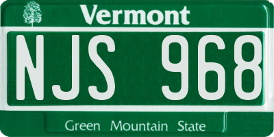 VT license plate NJS968