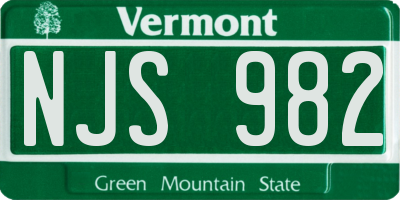 VT license plate NJS982