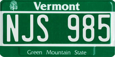 VT license plate NJS985