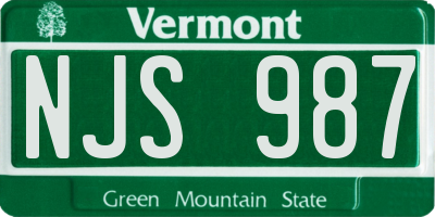 VT license plate NJS987