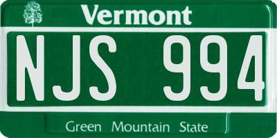 VT license plate NJS994