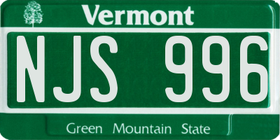 VT license plate NJS996