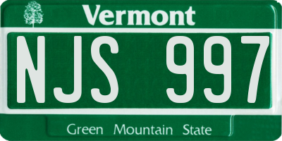 VT license plate NJS997