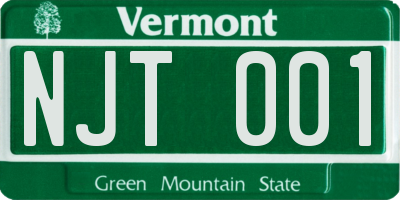 VT license plate NJT001
