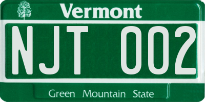 VT license plate NJT002