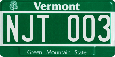 VT license plate NJT003
