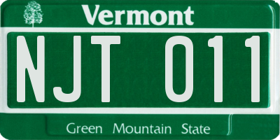 VT license plate NJT011