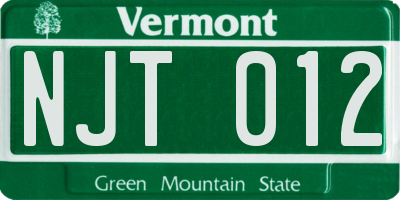 VT license plate NJT012