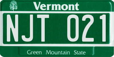 VT license plate NJT021