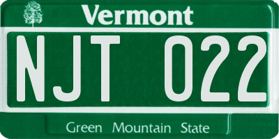 VT license plate NJT022