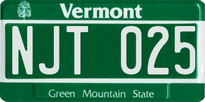 VT license plate NJT025