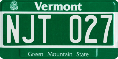 VT license plate NJT027