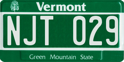 VT license plate NJT029