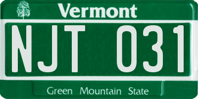 VT license plate NJT031