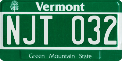 VT license plate NJT032