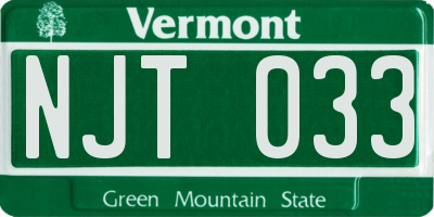 VT license plate NJT033