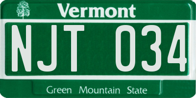VT license plate NJT034