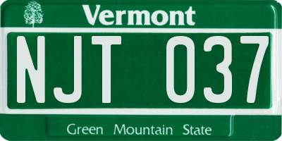 VT license plate NJT037