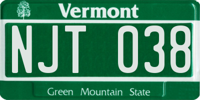 VT license plate NJT038