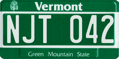 VT license plate NJT042