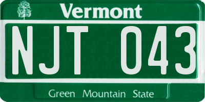 VT license plate NJT043