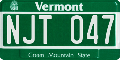 VT license plate NJT047