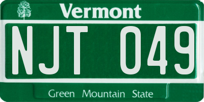 VT license plate NJT049