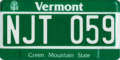 VT license plate NJT059