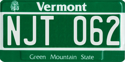 VT license plate NJT062