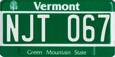 VT license plate NJT067