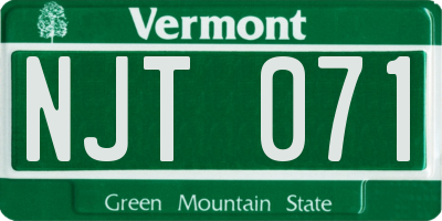 VT license plate NJT071