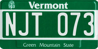 VT license plate NJT073
