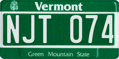 VT license plate NJT074