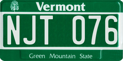 VT license plate NJT076