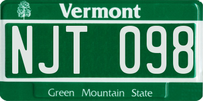 VT license plate NJT098